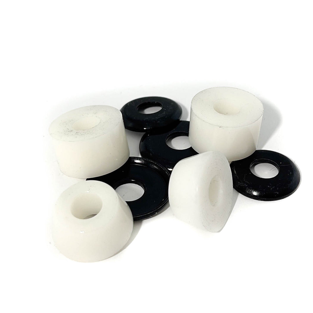 Trinity cushions in white 85a, 2 cone cushions, 2 barrel cushions and 4 cushion caps.