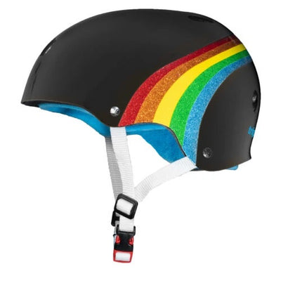 Triple 8 black gloss helmet with glitter rainbow